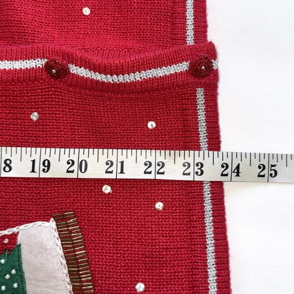 All Points Womens Beaded Embroidered Holiday Snow Globe Sweater Vest Red Medium - Picture 10 of 10